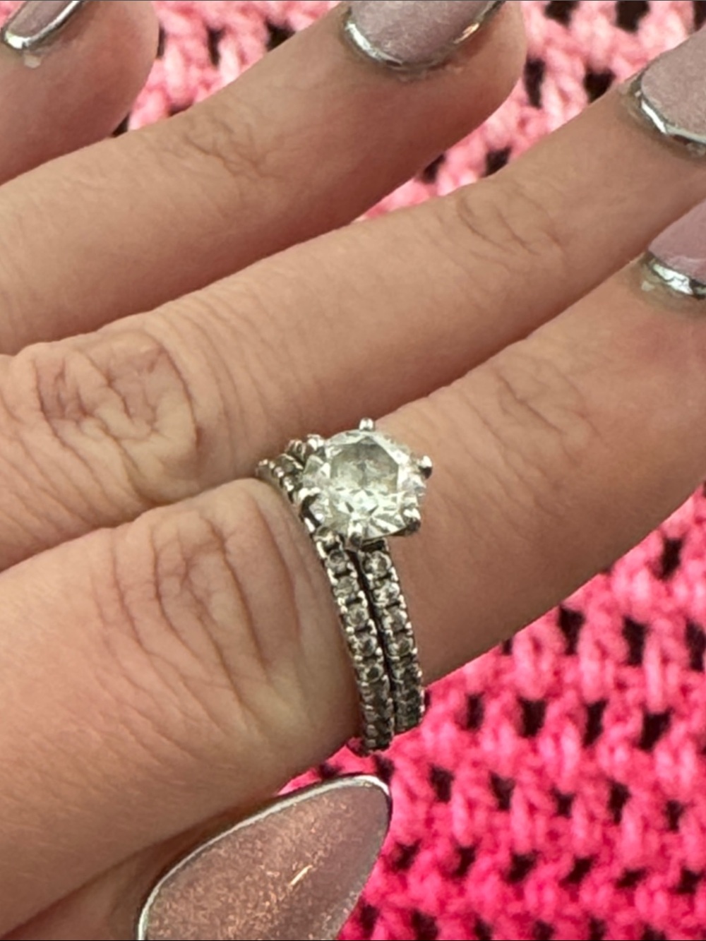 Sterling Silver CZ Bridal Engagement Wedding Ring Set